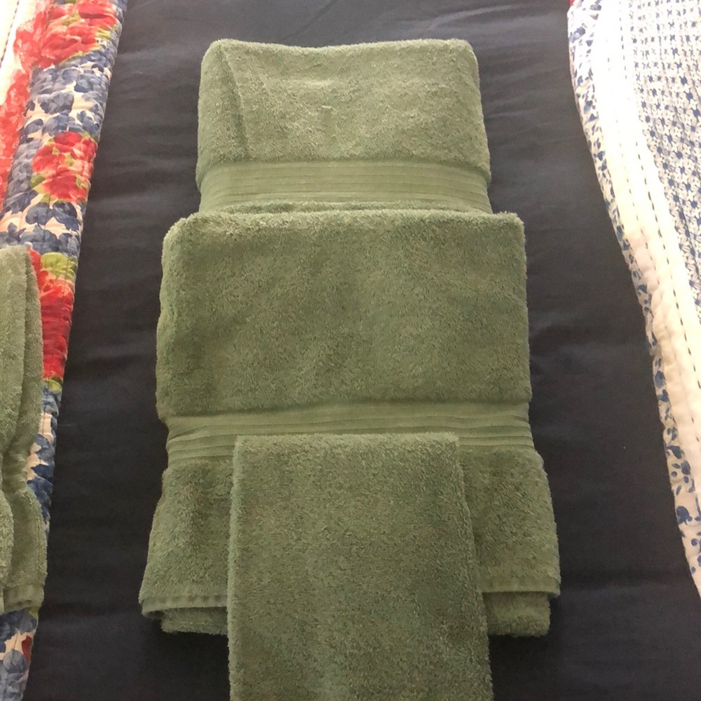 SOLD-2 sets of green towels